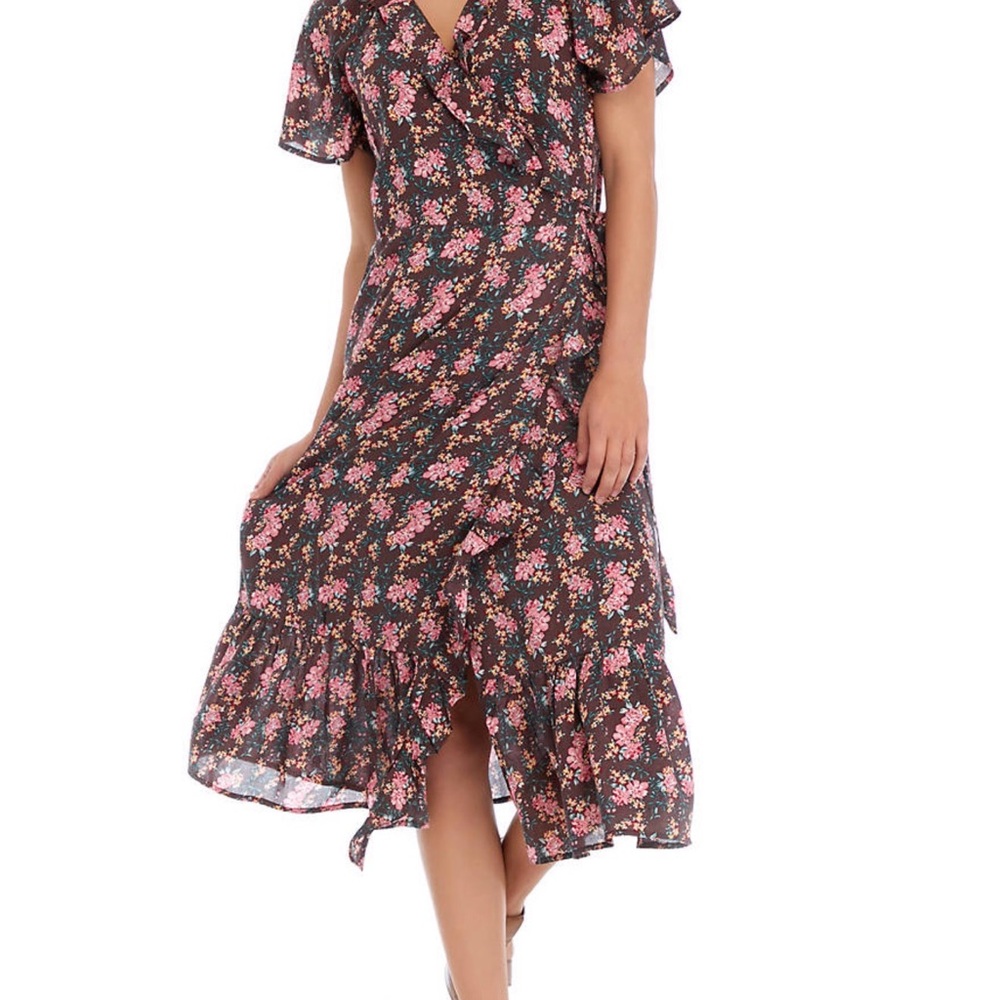 NWT BUFFALO DAVID BITTON®Women's Short Sleeve Wrap Dress-Chestnut-SP